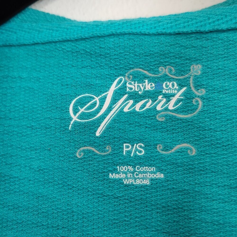 Ladies Petite SZ PS Style & Co Aqua Hoodie - Picture 3 of 3